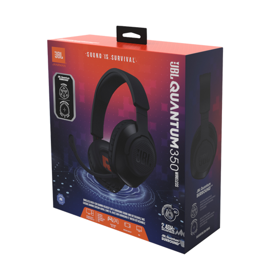 JBL Quantum 350 Wireless - Black - Wireless PC gaming headset with detachable boom mic - Detailshot 15
